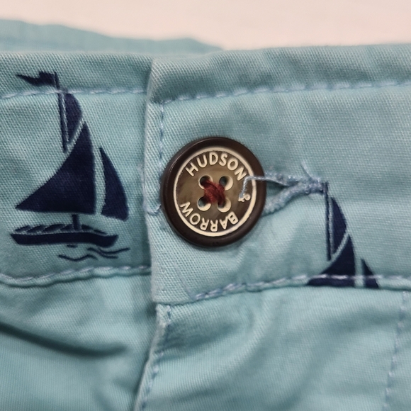 Hudson & Barrow Stretch Cotton Sailboat Print Chino Shorts Sz 34 - Picture 4 of 10